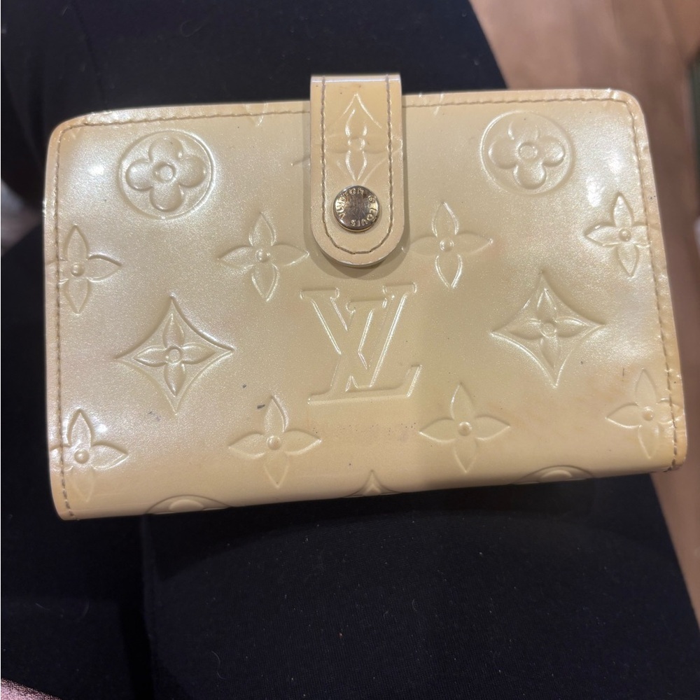 Louis Vuitton Light Yellow Monogram Wallet with Kiss Lock